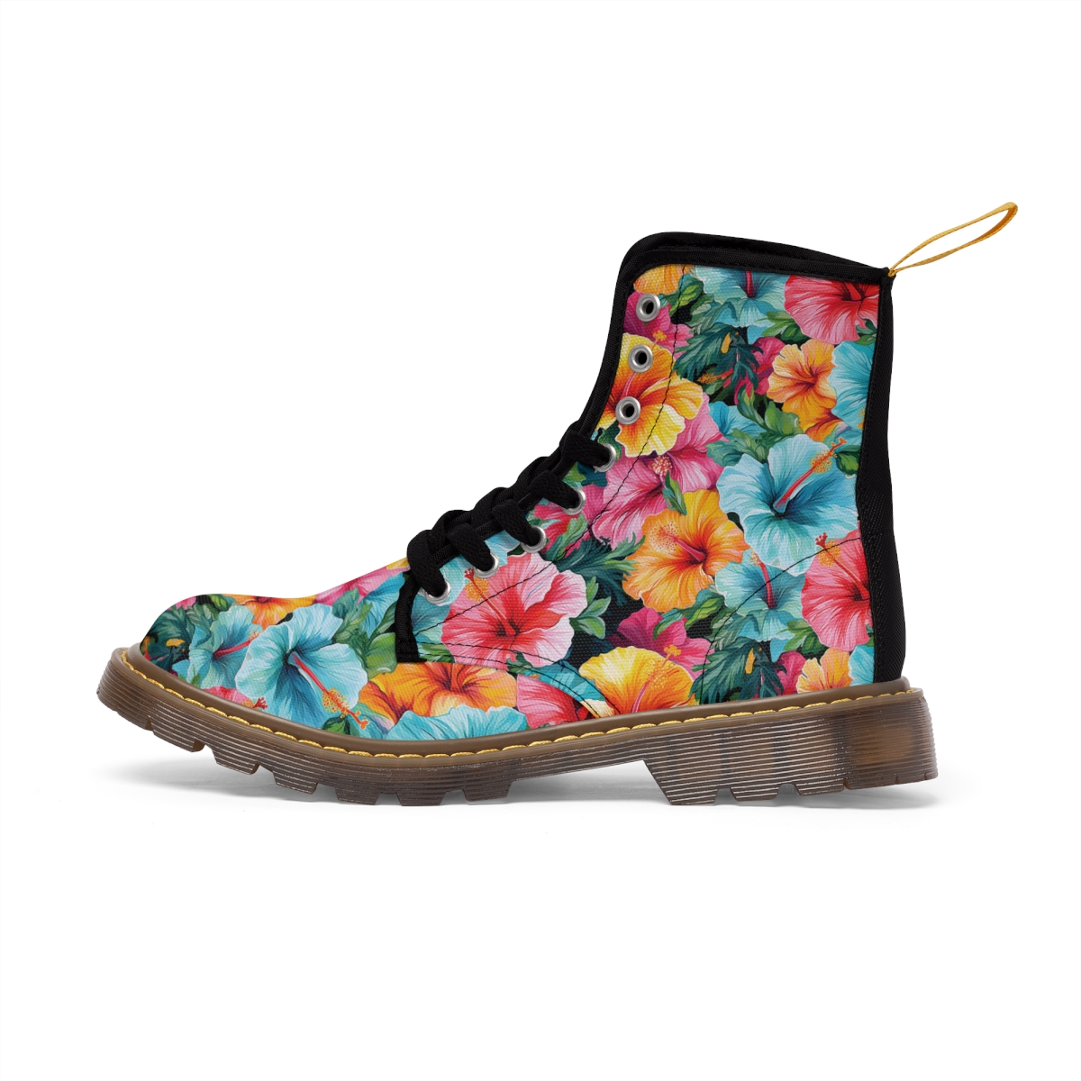 Watercolor Hibiscus (Light #2) Men's Canvas Boots product thumbnail image