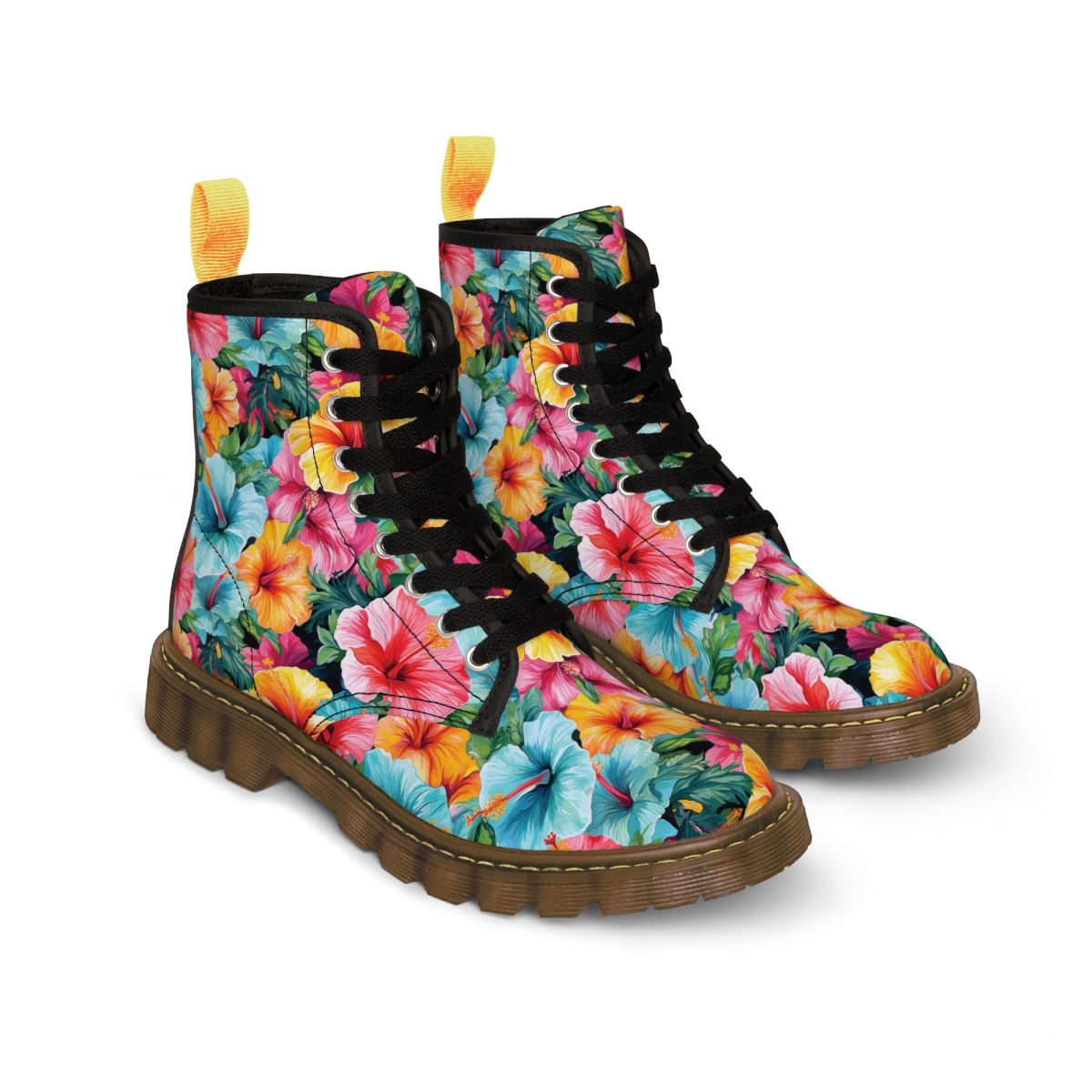 Watercolor Hibiscus (Light #2) Men's Canvas Boots product thumbnail image