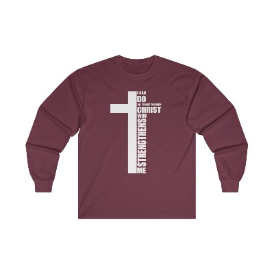Strength in Faith Long-Sleeve Tee - I Can Do All Things Through Christ Inspirational Shirt