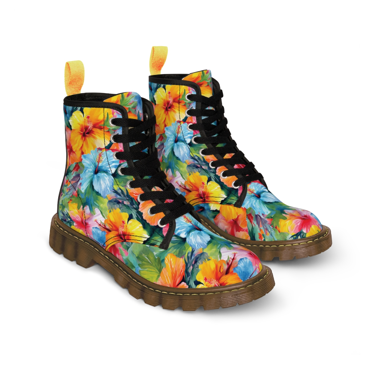 Watercolor Hibiscus (Light #3) Men's Canvas Boots product thumbnail image