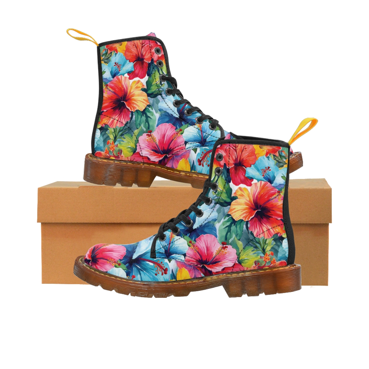 Watercolor Hibiscus (Light #4) Men's Canvas Boots product thumbnail image