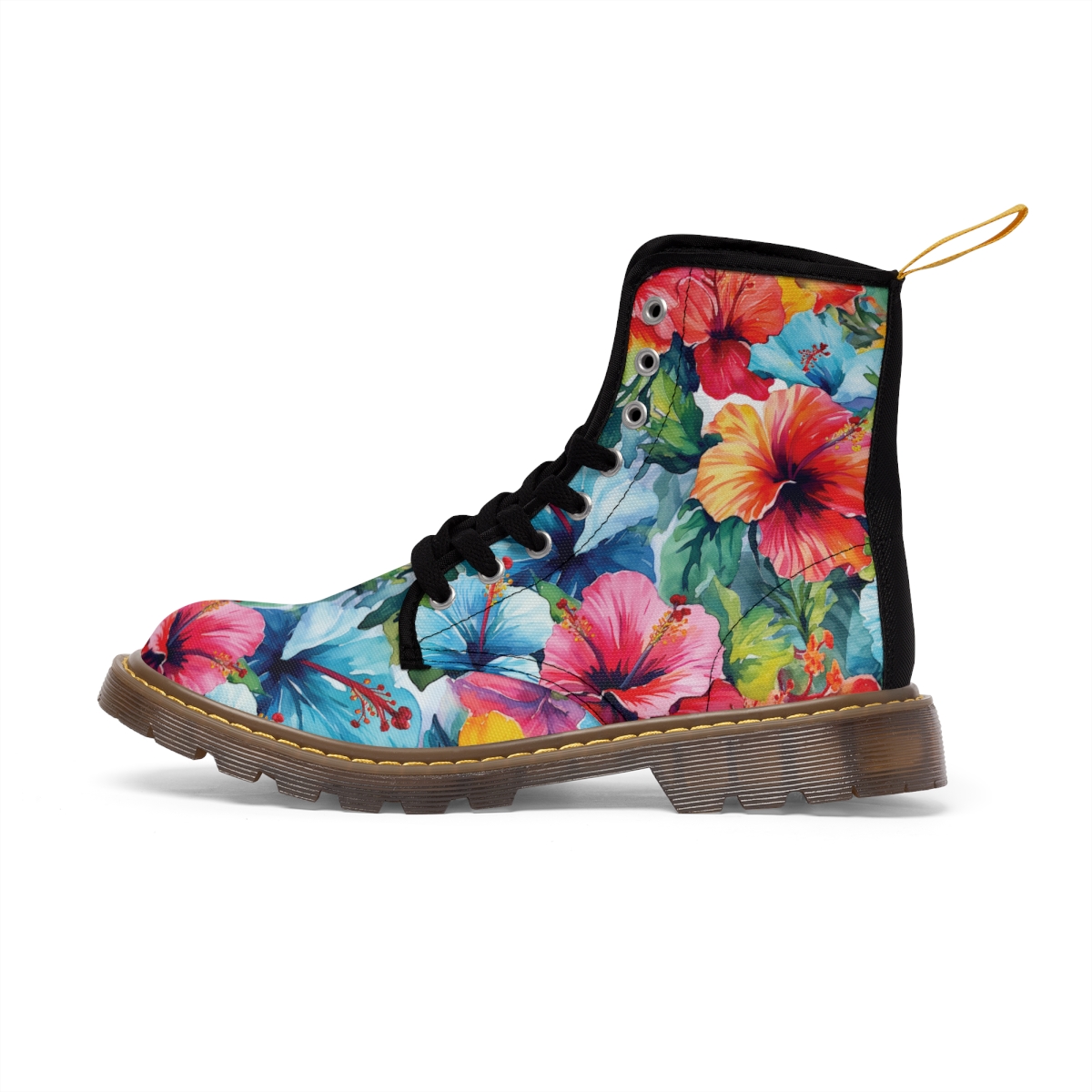 Watercolor Hibiscus (Light #4) Men's Canvas Boots product thumbnail image