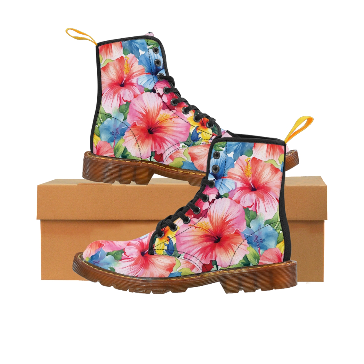 Watercolor Hibiscus (Light #1) Women's Canvas Boots product main image