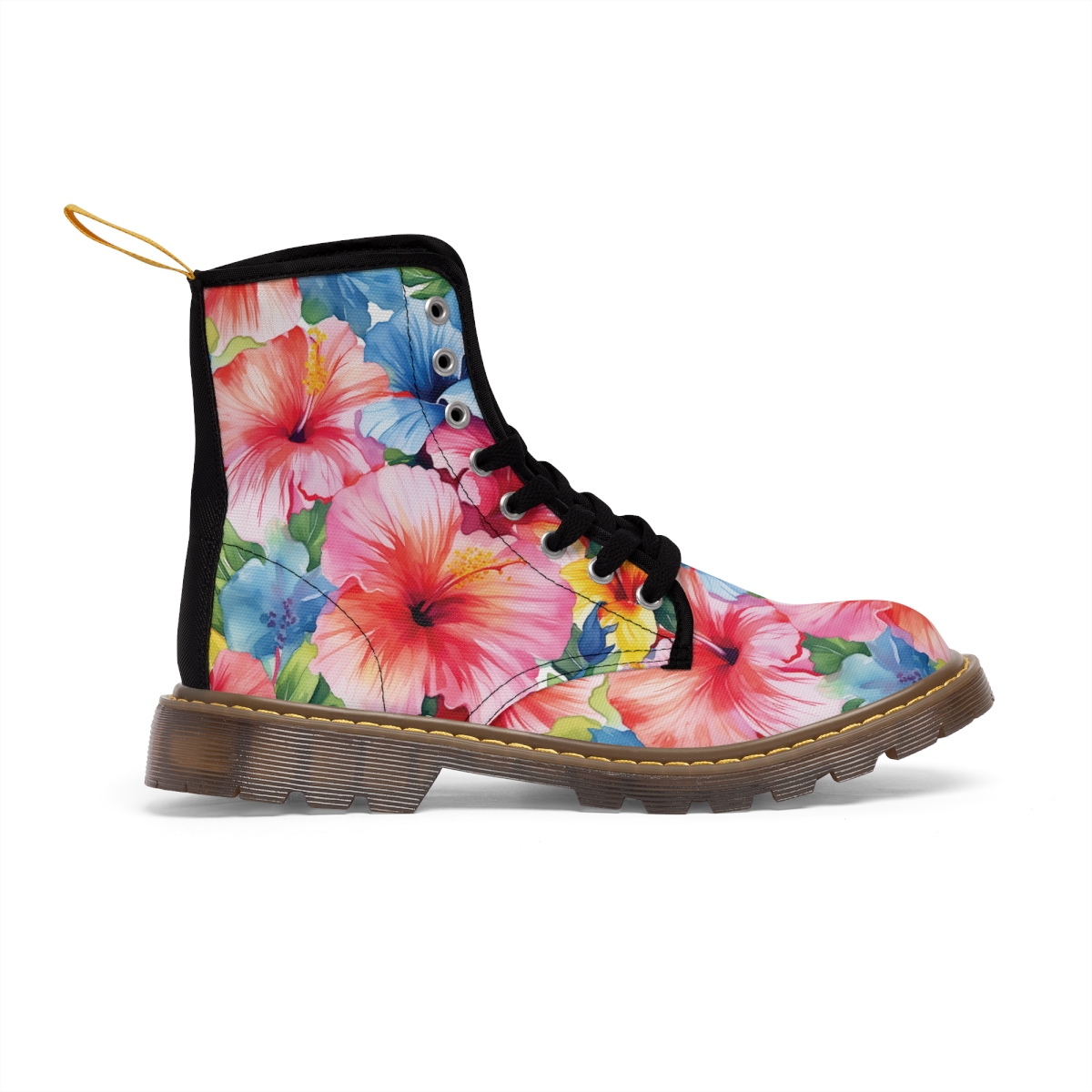 Watercolor Hibiscus (Light #1) Women's Canvas Boots product thumbnail image