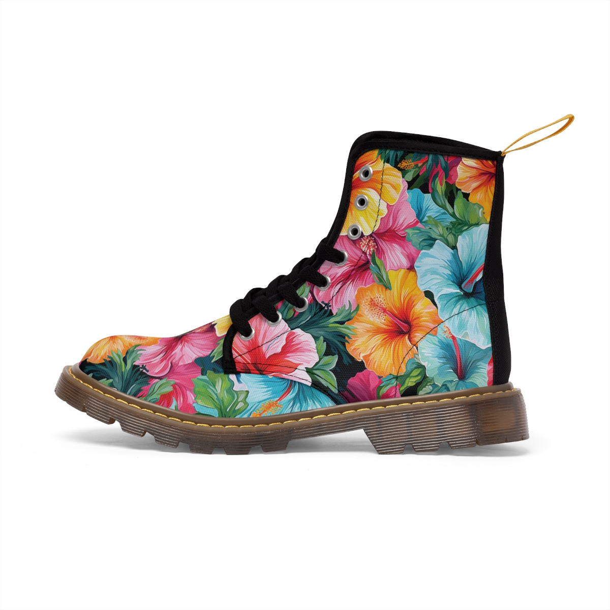 Watercolor Hibiscus (Light #2) Women's Canvas Boots product thumbnail image