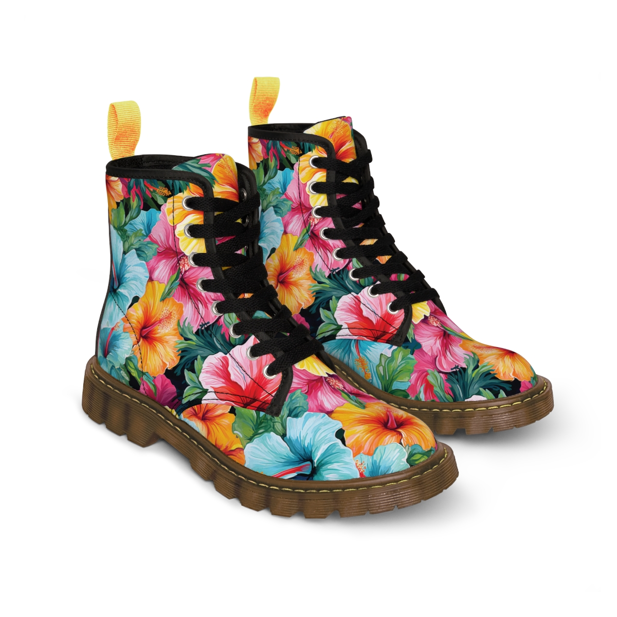 Watercolor Hibiscus (Light #2) Women's Canvas Boots product thumbnail image
