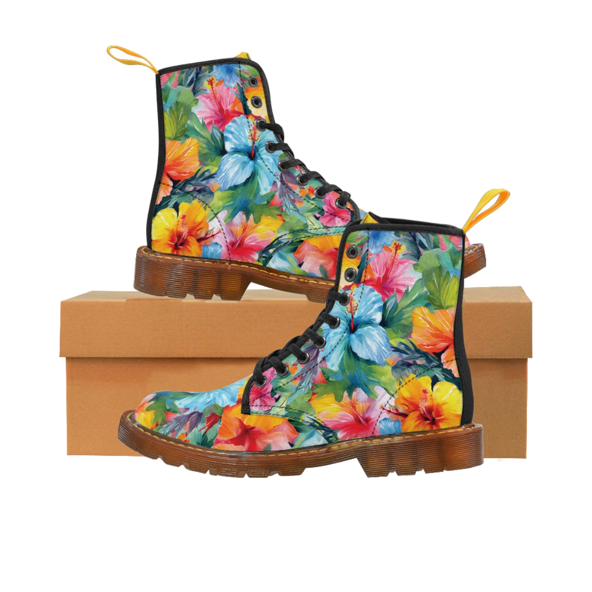 Watercolor Hibiscus (Light #3) Women's Canvas Boots product thumbnail image