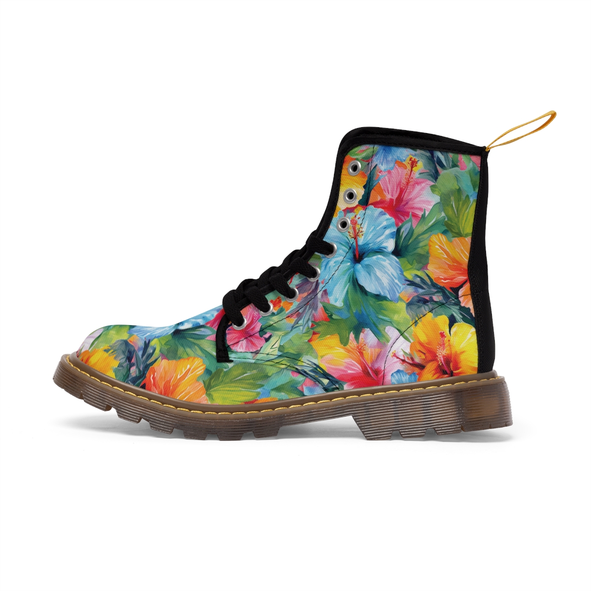 Watercolor Hibiscus (Light #3) Women's Canvas Boots product thumbnail image