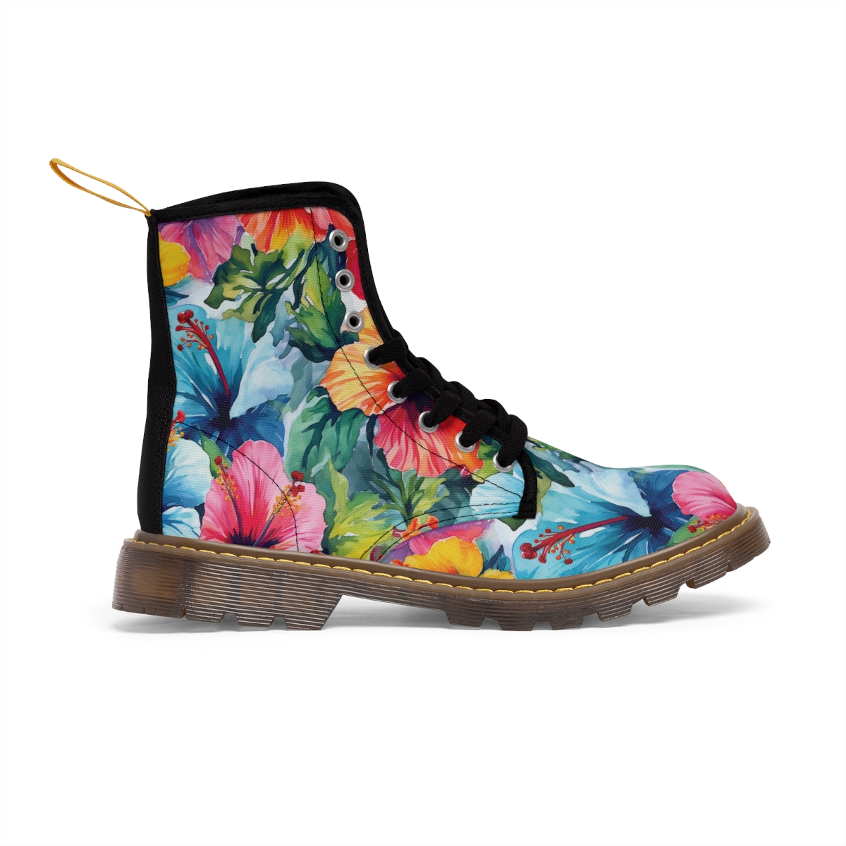 Watercolor Hibiscus (Light #4) Women's Canvas Boots product thumbnail image