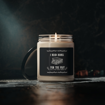 Booklover's Delight: I Read Books for the Plot - Scented Soy Candle, 9oz (Dark Themed)
