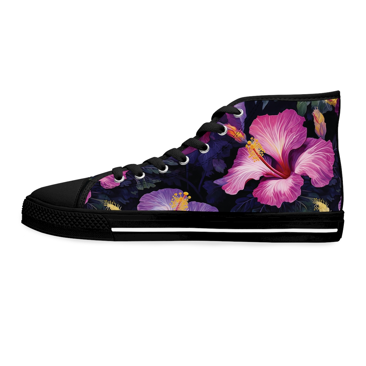 Watercolor Hibiscus (Dark #2) Women's High-Top Sneakers product thumbnail image