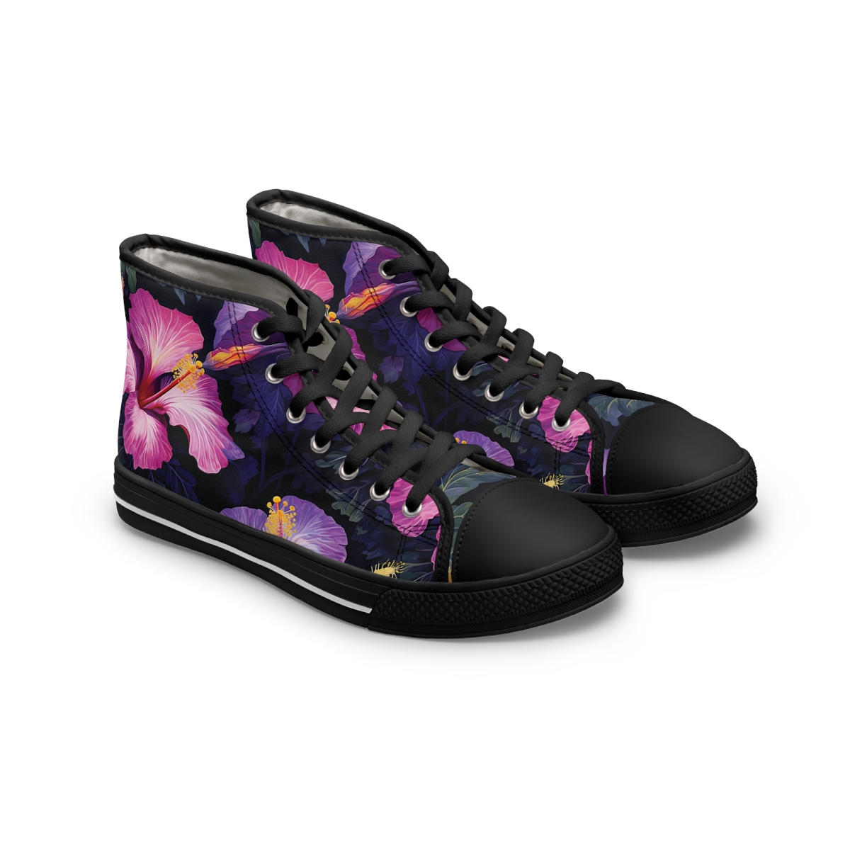 Watercolor Hibiscus (Dark #2) Women's High-Top Sneakers product thumbnail image