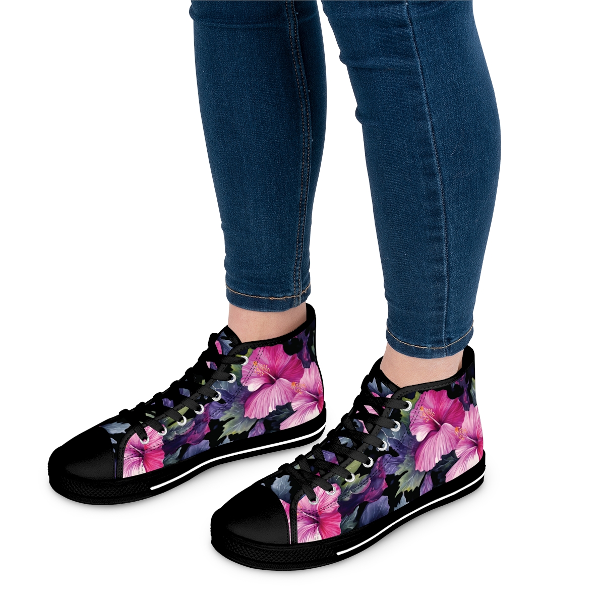 Watercolor Hibiscus (Dark #3) Women's High-Top Sneakers product thumbnail image