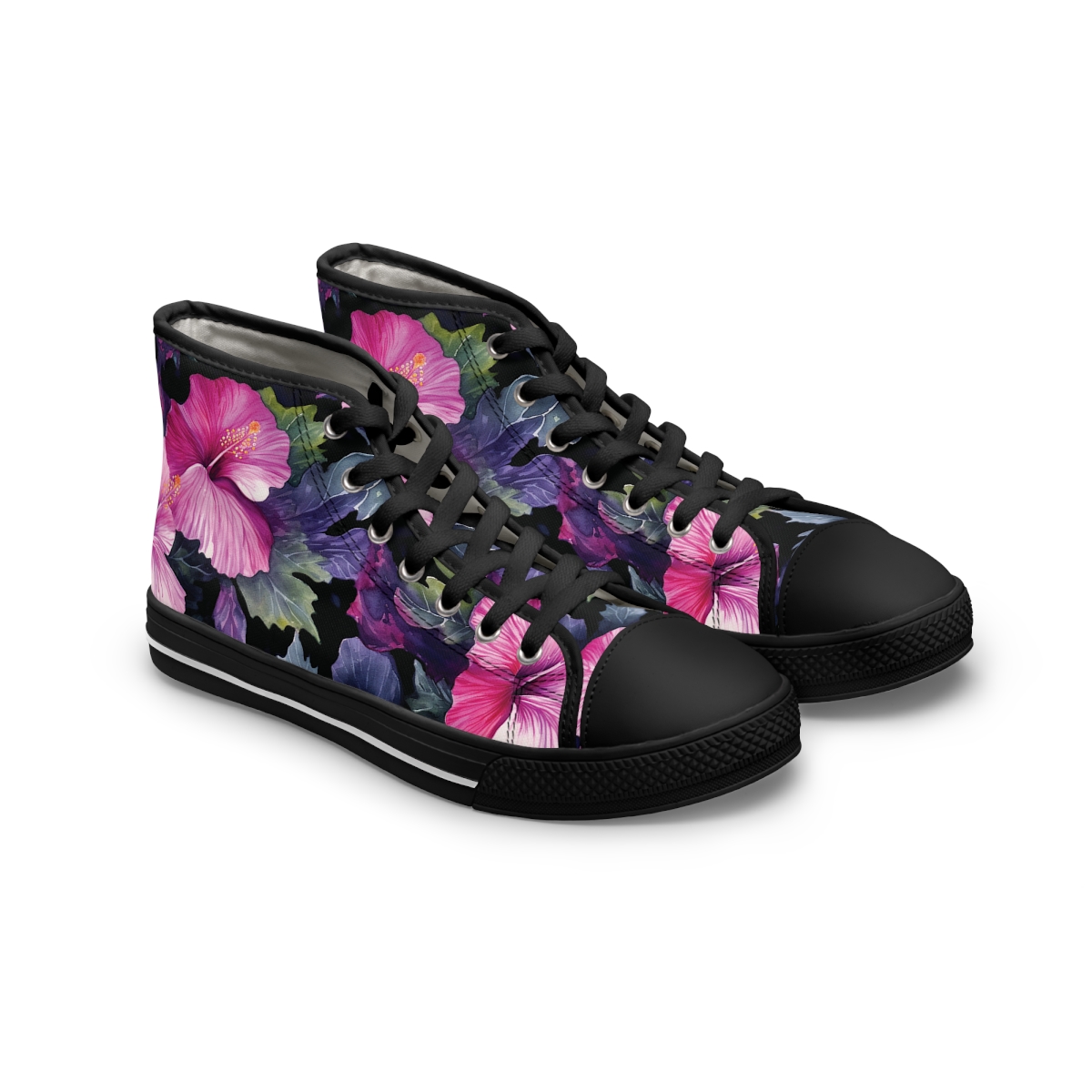 Watercolor Hibiscus (Dark #3) Women's High-Top Sneakers product main image