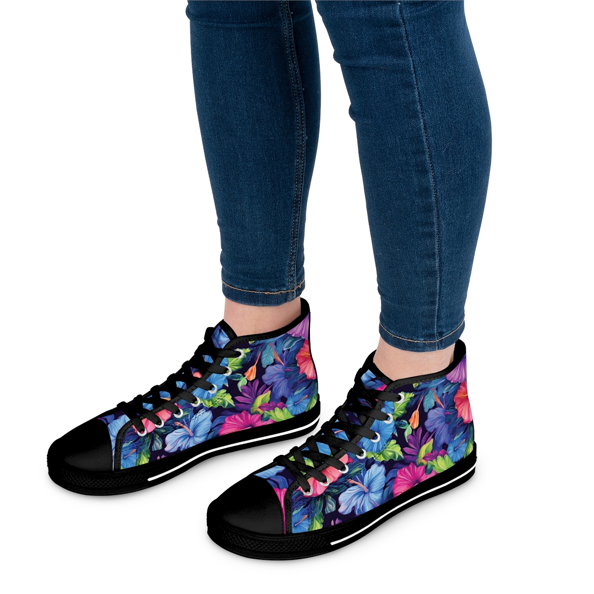 Watercolor Hibiscus (Dark #4) Women's High-Top Sneakers product thumbnail image