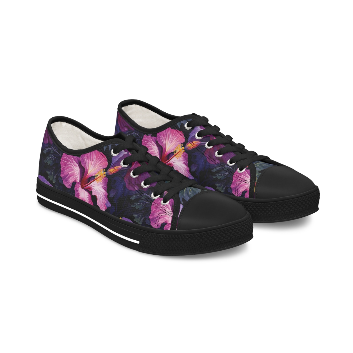 Watercolor Hibiscus (Dark #2) Women's Low Top Sneakers product main image