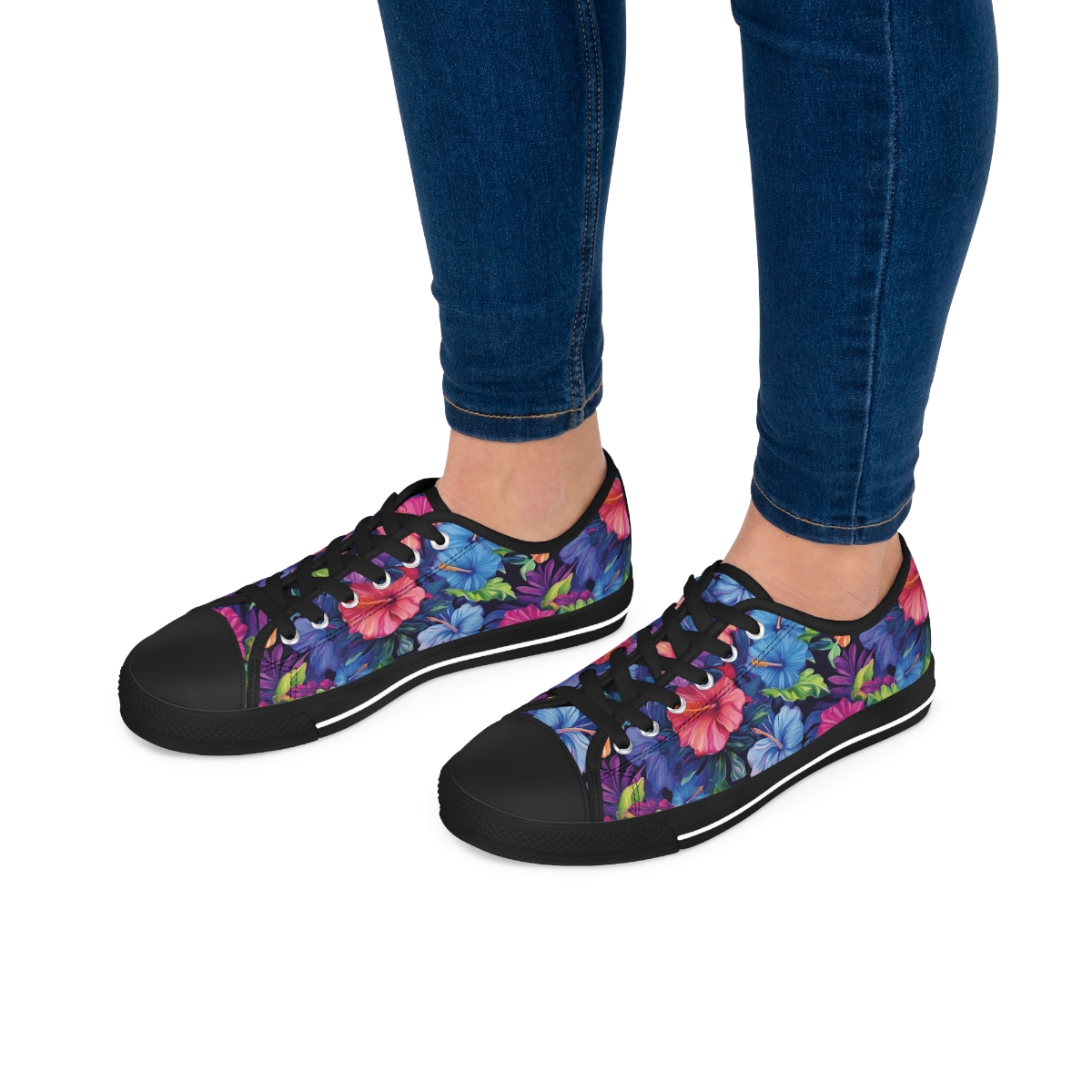 Watercolor Hibiscus (Dark #4) Women's Low Top Sneakers product thumbnail image