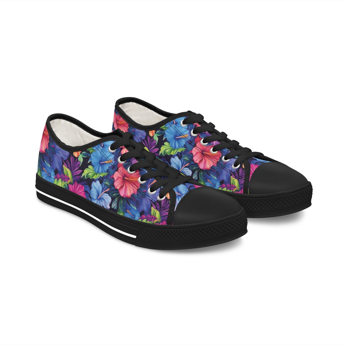 Watercolor Hibiscus (Dark #4) Women's Low Top Sneakers product main image