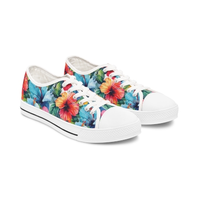 Watercolor Hibiscus (Light #4) Women's Low Top Sneakers