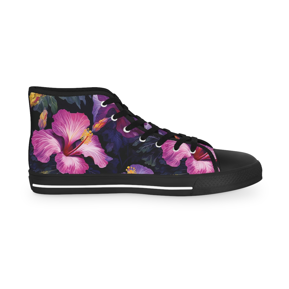 Watercolor Hibiscus (Dark #2) Men's High Top Sneakers product thumbnail image