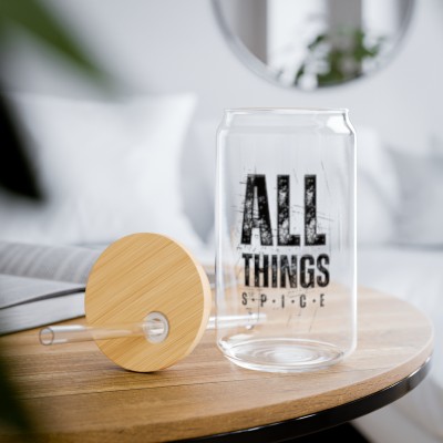Spice Up Your Sips with Our All Things Spice Graphic Print 16oz Sipper Glass 