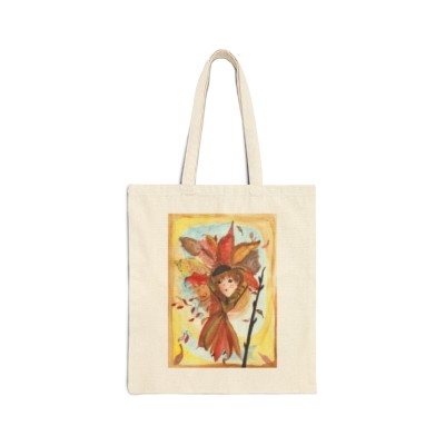 Lady of the Leaves Cotton Canvas Tote Bag