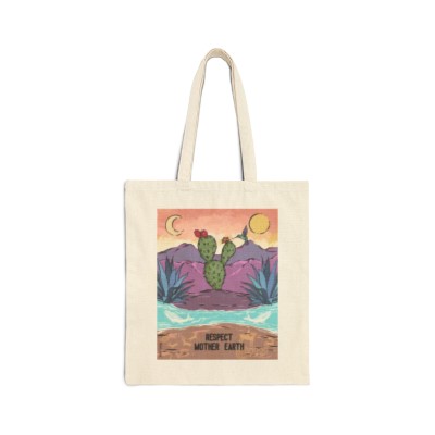 "Respect mother earth" Cotton Canvas Tote Bag