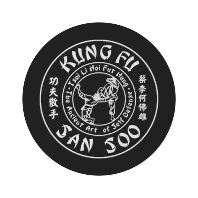 Black Kung Fu San Soo Round Indoor Rug