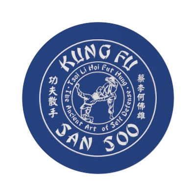 Dark Blue Kung Fu San Soo Round Indoor Rug