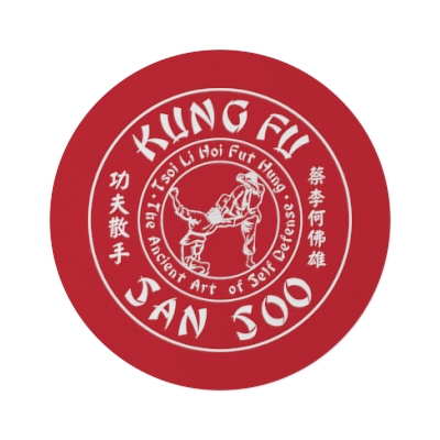 Dark Red Kung Fu San Soo Round Indoor Rug